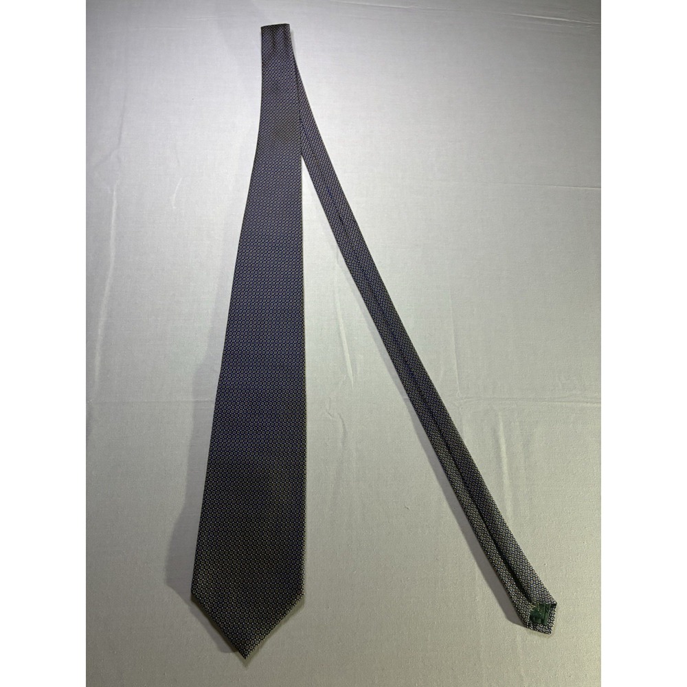 Lauren Ralph Lauren Tie 100% Silk Blue/Yellow Geometric Pattern